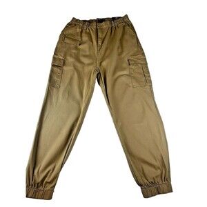 Women's High Waist Cargo Jogger Pants Casual Elastic Waistband Tapered Beige 2X